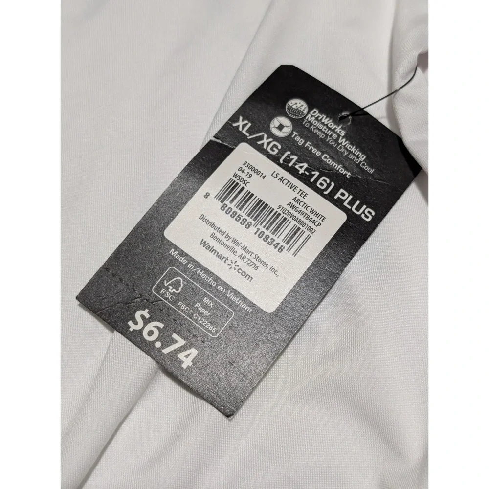YOUTH GIRLS ATHLETIC WORKS WHITE  XL 14 T-SHIRT w/‎ HIGH FIVES / GOOD VIBES NWT